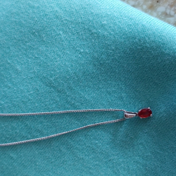 Classic Oval Ruby Solitare 925 Sterling Silver Necklace - Picture 3 of 8